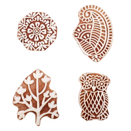 Set of 4 Piece New Mix Wooden Printing Block